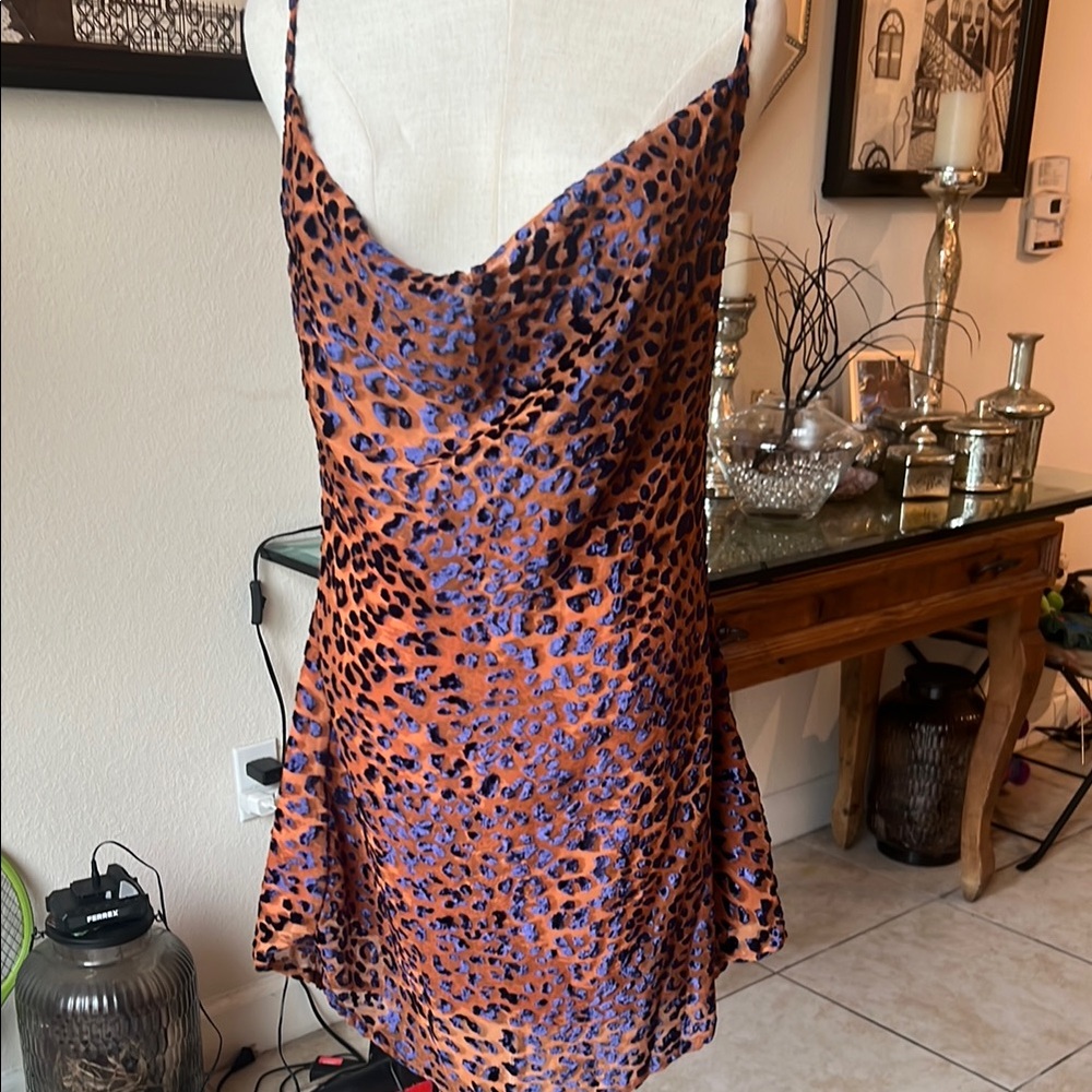 Pretty Little Things - Size 6 - Leopard Print Slip Dress - Velvet and chiffon